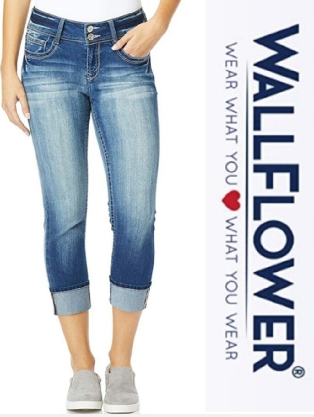 Wallflower Distressed Cuffed Cropped Jeans, Juniors sz 5